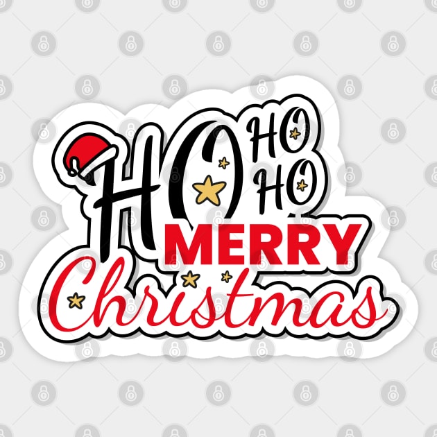 Ho HO HO Merry Christmas Santa Text Design Sticker by BrightLightArts